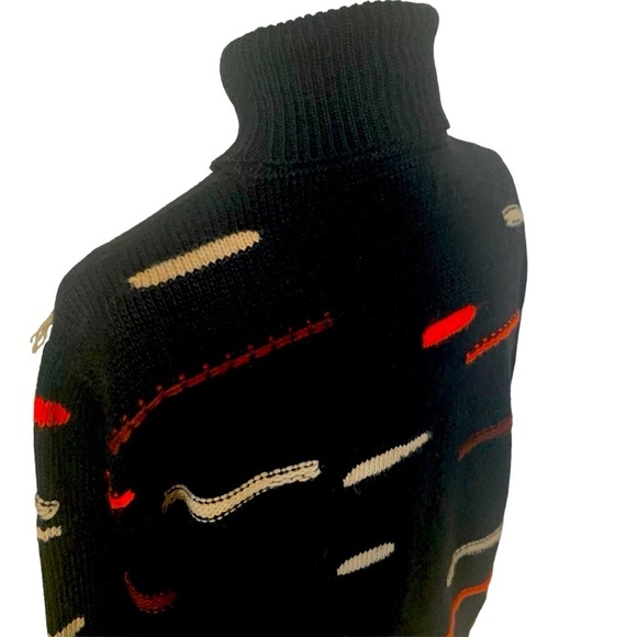 Berna Sweater Soft Wool Blend Pullover Turtleneck Art Black Orange Beige Brown L - Picture 8 of 13